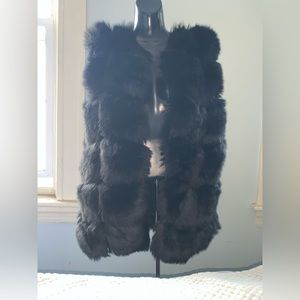 Misguided Faux Fur long Black Vest. Size 2 US.